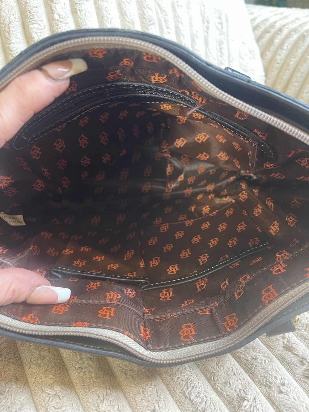Brentano BB Monogram Canvas Grey Black Shoulder Bag - Picture 7 of 7